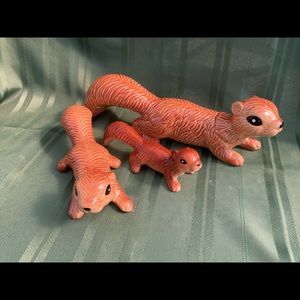 Squirrels, set of 3 ceramic figurines